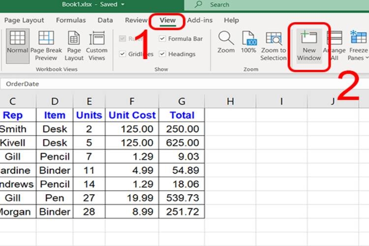 Vào tab “View” sau đó nhấn vào “New Window”