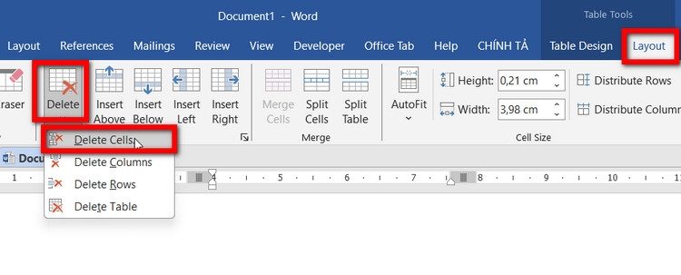 Cách xóa cột trong Word hoặc cách xóa ô trong Word (12)