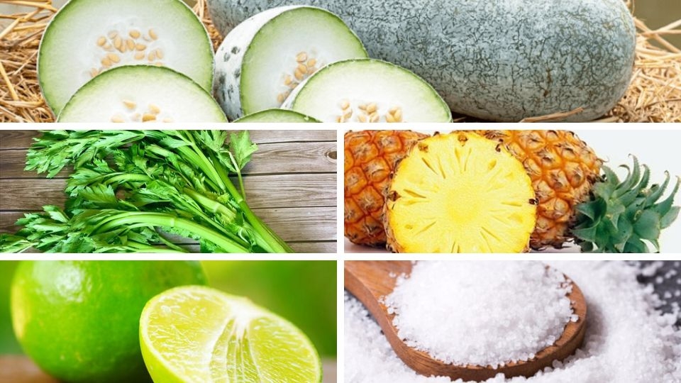 nguyên liệu làm nước ép bí đao cần tây