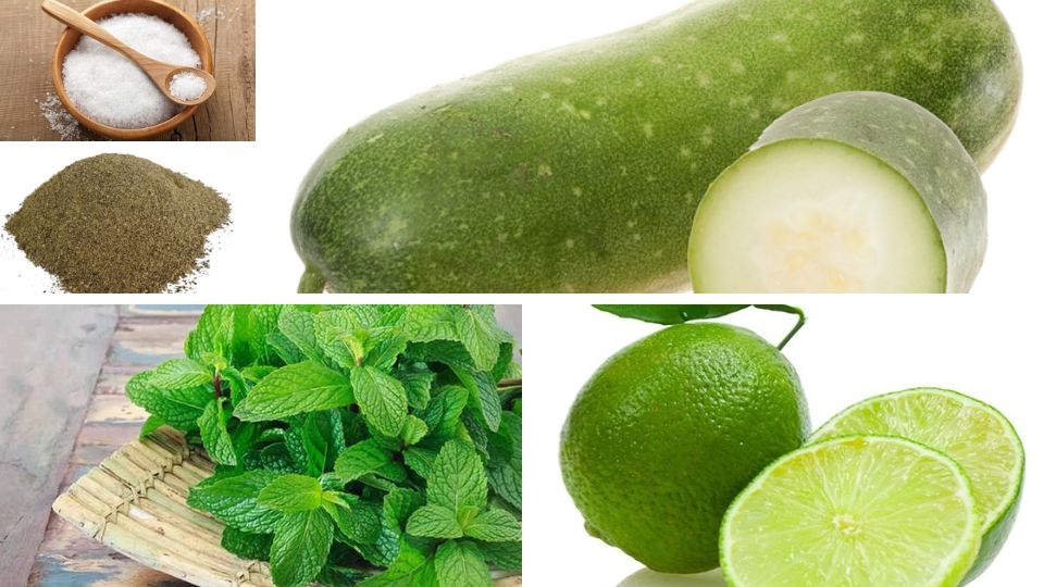 nguyên liệu làm nước ép bí đao bạc hà