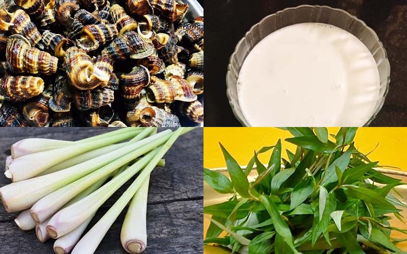 Các thành phần cần thiết của món ốc len xào dừa