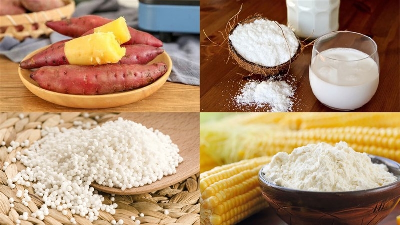Các nguyên liệu nấu chè khoai lang cốt dừa