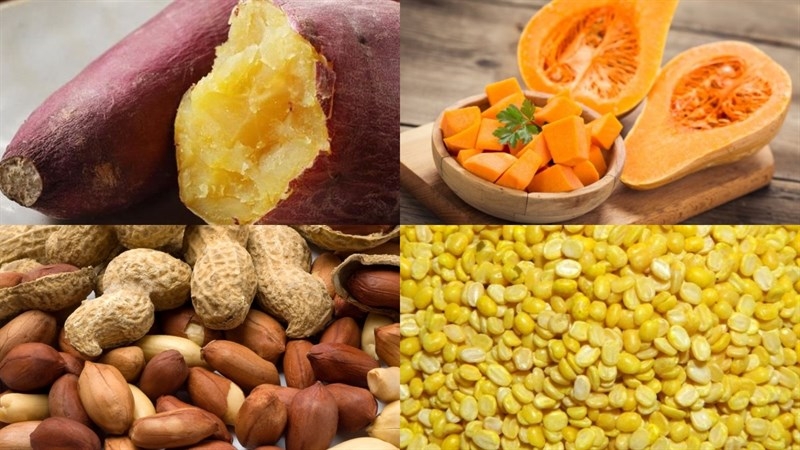 Các nguyên liệu nấu chè khoai lang bí đỏ