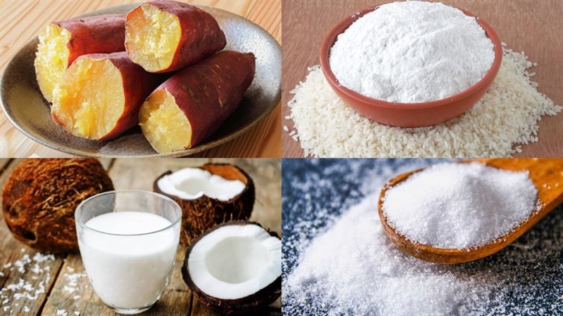 Các nguyên liệu nấu chè khoai lang viên