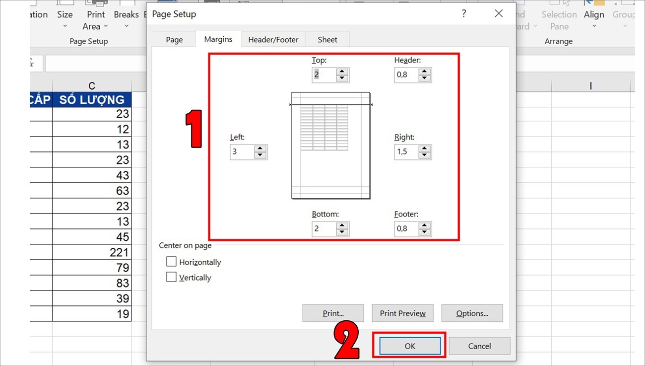 cách căn lề excel 4