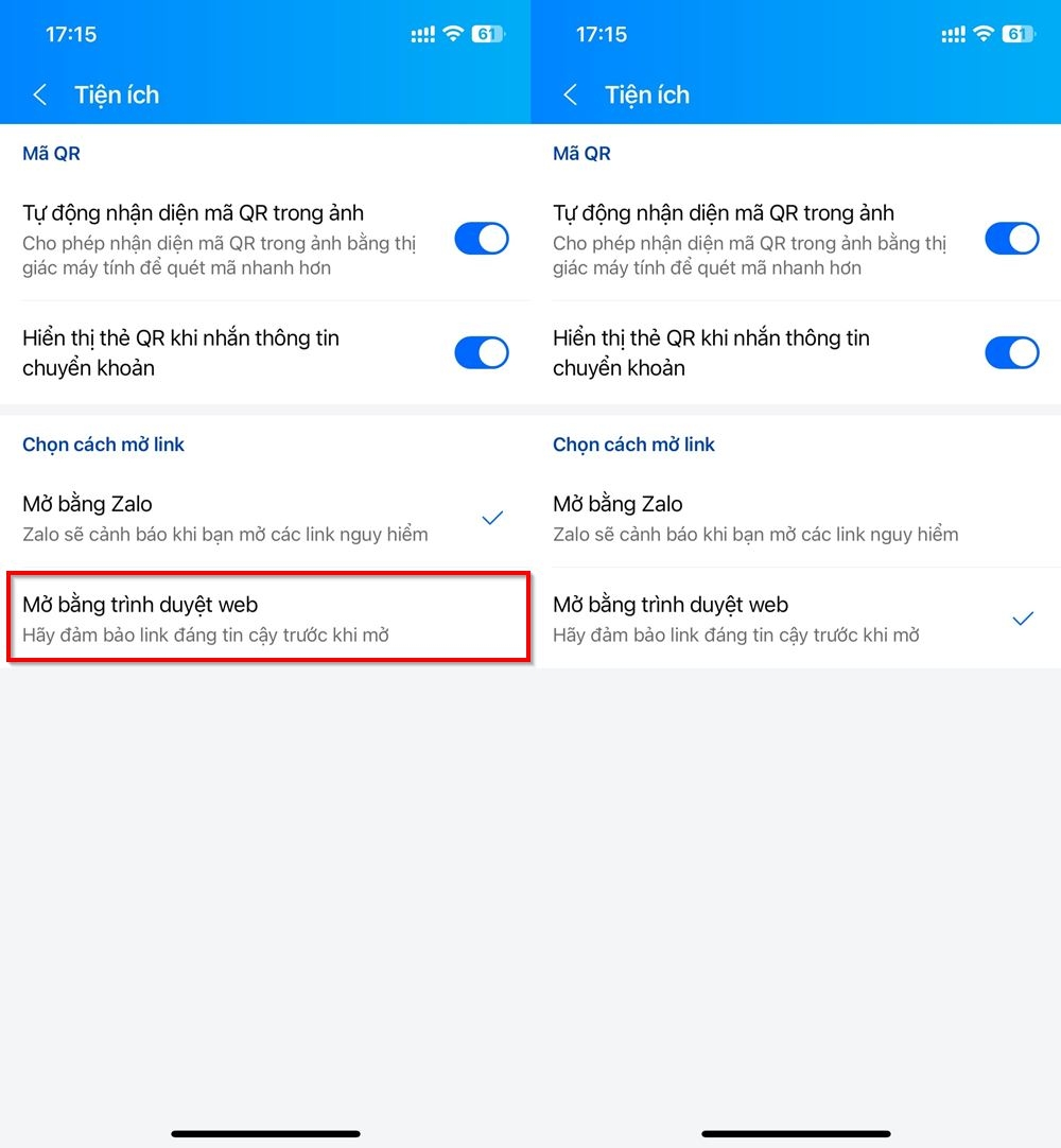 Cách mở liên kết trên Zalo bằng trình duyệt web 3
