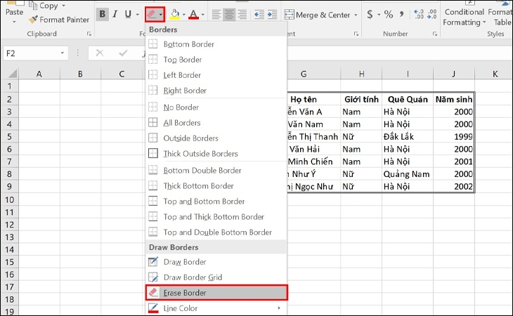 Tạo khung viền trong excel cực nhanh