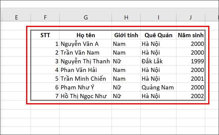 Tạo khung viền trong excel cực nhanh