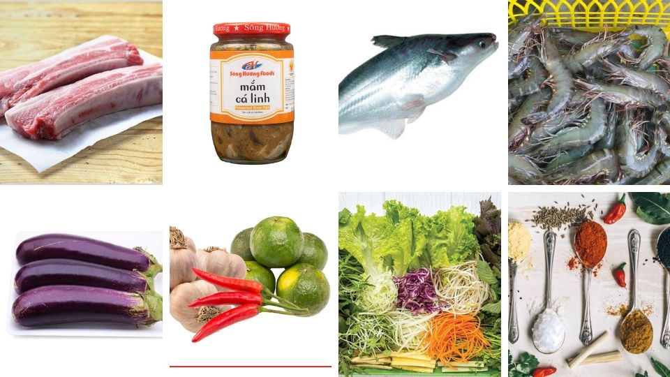 nguyên liệu làm mắm kho bằng mắm cá linh (cách 1)