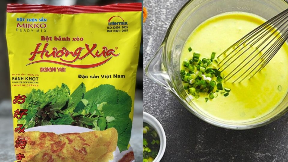 cách pha bột bánh xèo 1