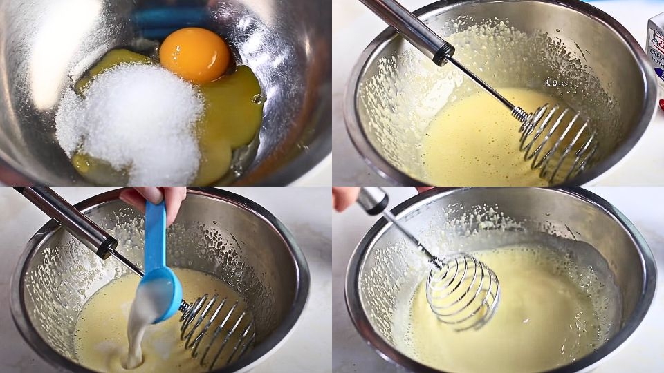 Chuẩn bị kem trứng làm bánh Tiramisu