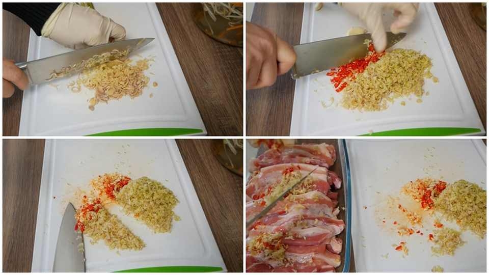 Cắt nhỏ sả và băm nhuyễn