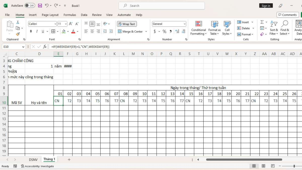 Cách tạo bảng chấm công trong excel nhanh chóng