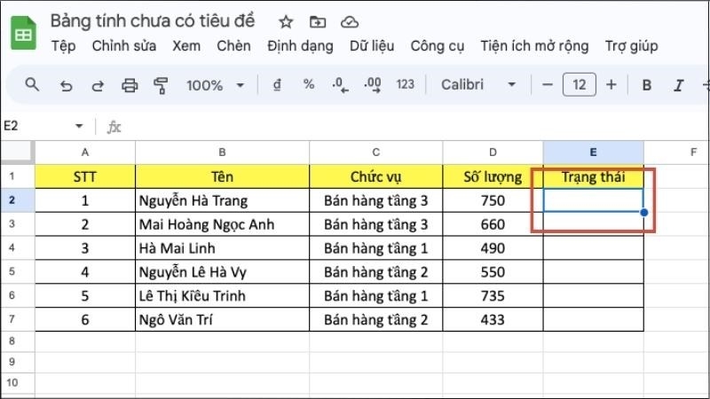 Chọn ô muốn đánh dấu tích trên Google Sheet Chọn ô muốn đánh dấu tích trên Google Sheet
