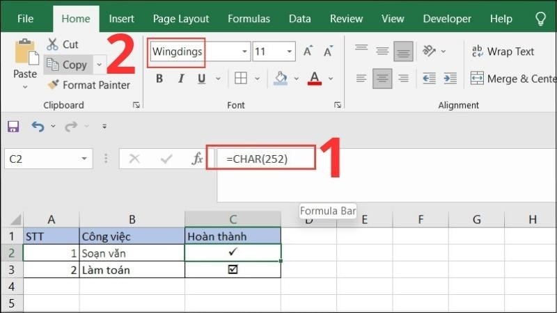 Sử dụng hàm CHAR để đánh dấu tích trong Excel là việc làm khá phổ biến Sử dụng hàm CHAR để đánh dấu tích trong Excel là việc làm khá phổ biến
