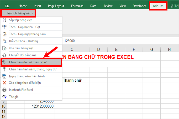 Dùng VNTOOL để chuyển số thành chữ