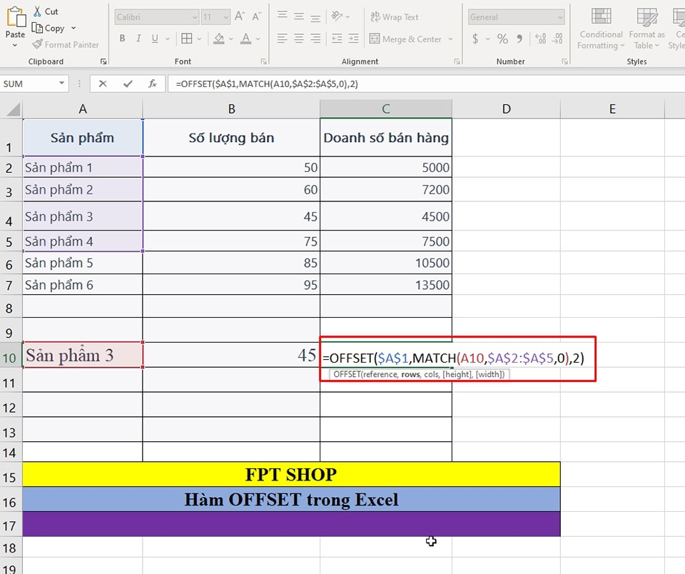 Cách sử dụng hàm OFFSET trong Excel - Ảnh 09