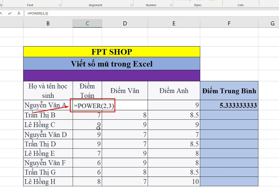 Cách viết số mũ trong Excel - Ảnh 05