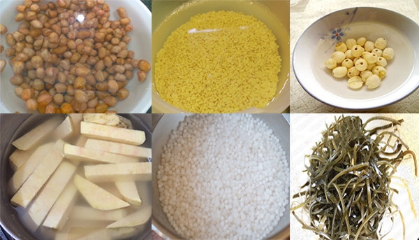 Ngâm các nguyên liệu nấu chè bà ba