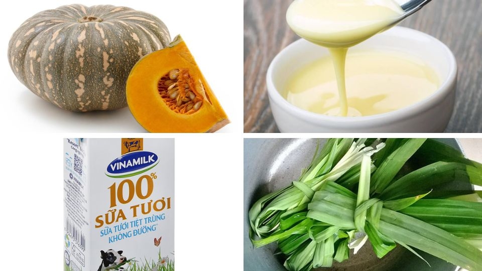 nguyên liệu làm sữa bí đỏ (cách 2)