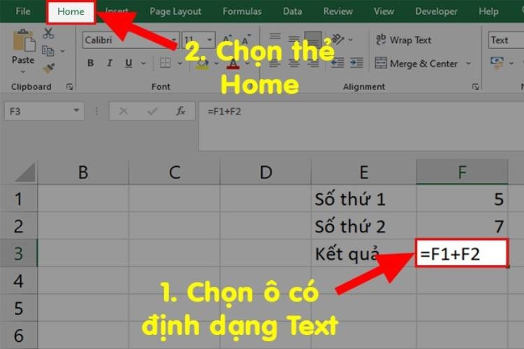 Chọn tab “Home”