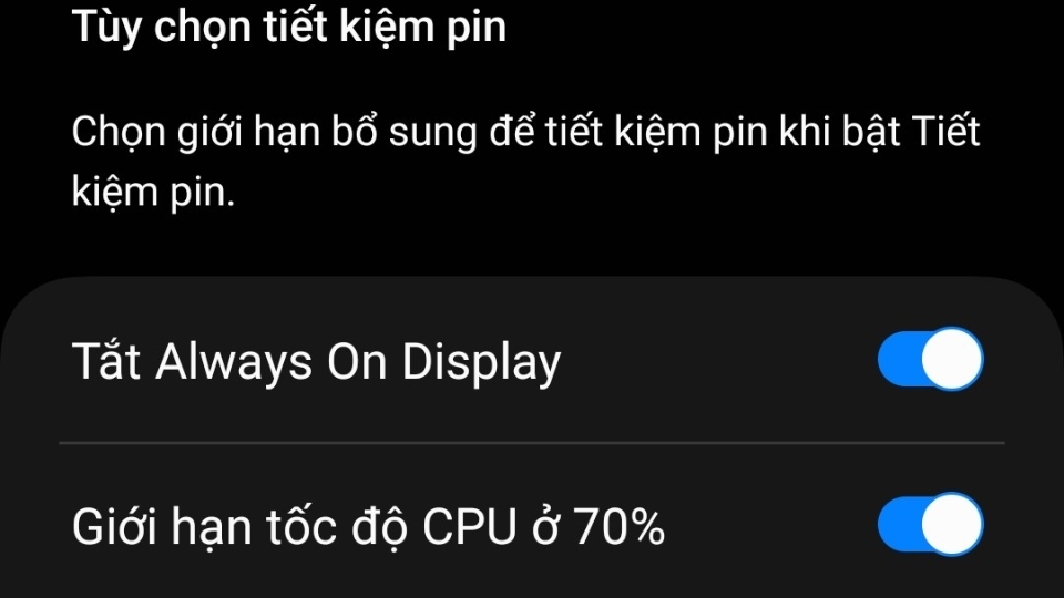 Kiểm tra cài đặt tiết kiệm pin