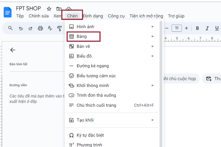 Cách gộp ô trong Google Docs 1