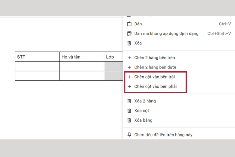 Cách gộp ô trong Google Docs 2