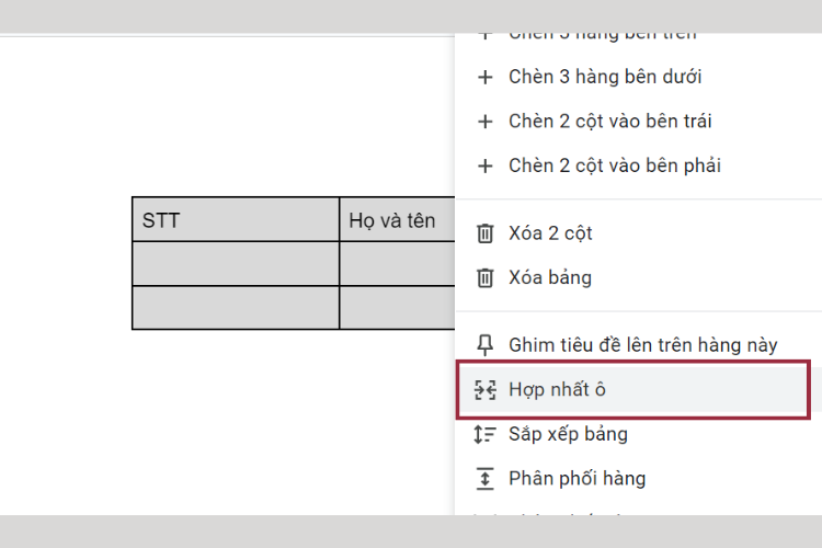 Cách gộp ô trong Google Docs 4