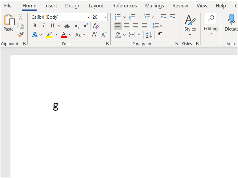 Gõ chữ g vào vị trí bạn muốn chèn ký hiệu gamma