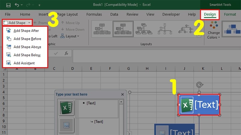 Thêm ô chứa nội dung trong sơ đồ