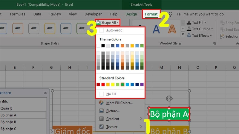 Thay đổi màu từng ô chứa nội dung
