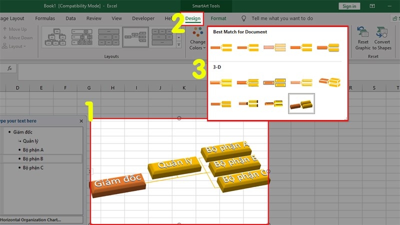 Thêm hiệu ứng vào sơ đồ tổ chức
