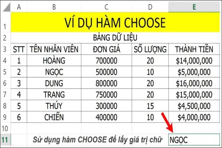 Nhấn Enter để hiển thị kết quả
