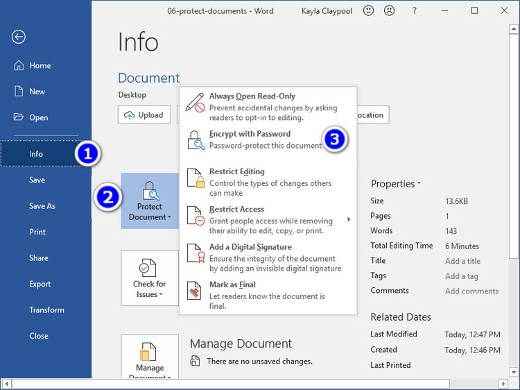 Cách đặt mật khẩu cho file Word (4)