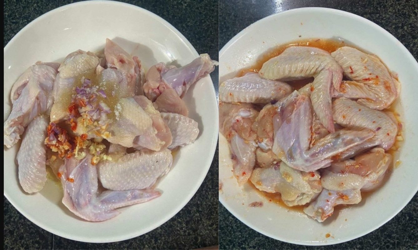 Ướp cánh để làm gà rim mắm