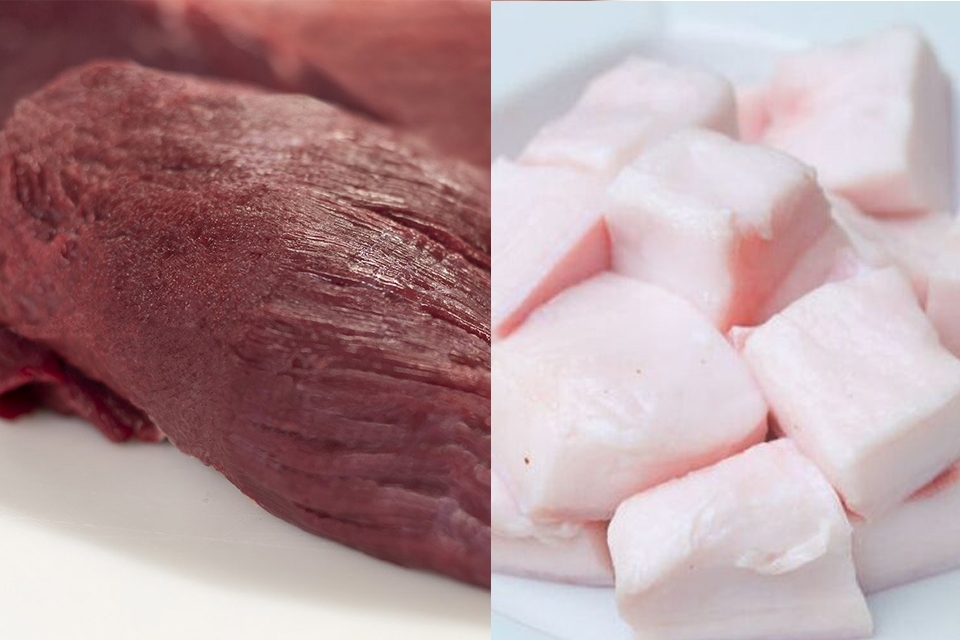 Sơ chế thịt bò và mỡ heo