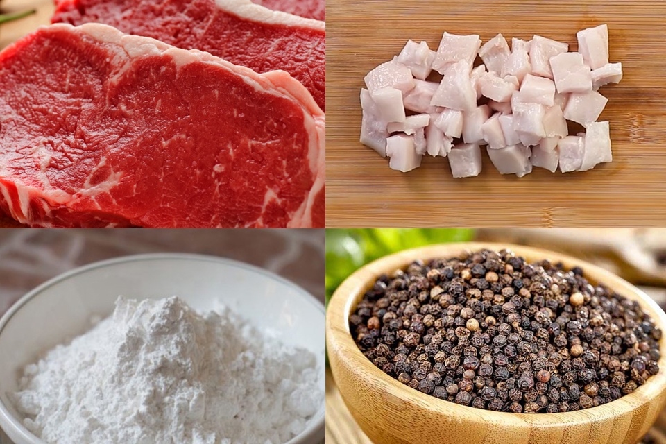 Các nguyên liệu cần để làm chả bò