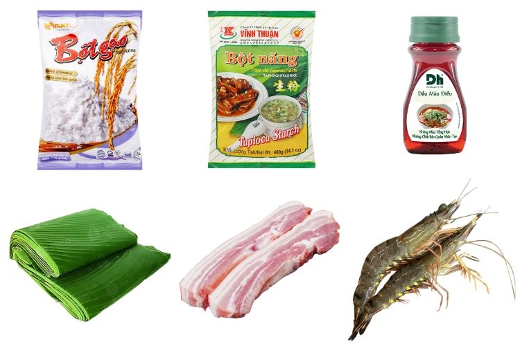 Nguyên liệu gói bánh nậm Huế