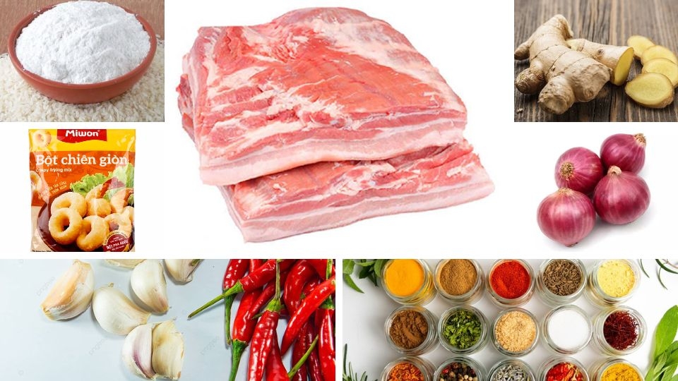 nguyên liệu làm thịt chiên nước mắm (cách 1)
