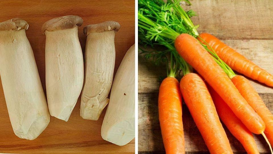 nấm đùi gà và cà rốt