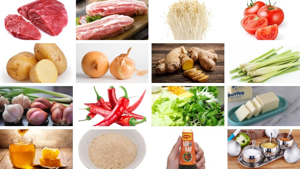 nguyên liệu làm lẩu nướng thập cẩm