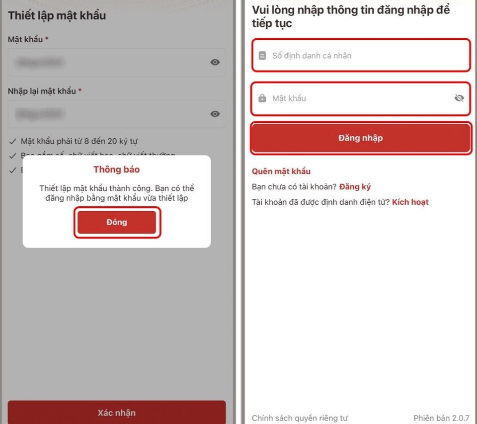 Tiếp tục nhập thông tin để đăng nhập