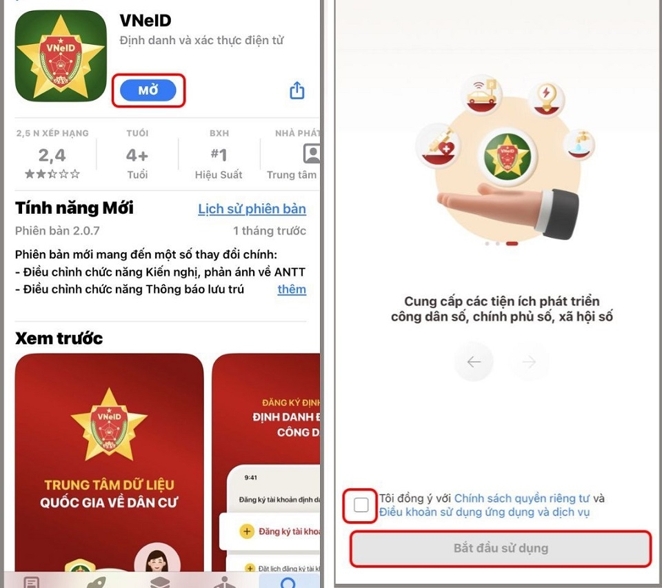 Tải ứng dụng VNeID tại App Store hoặc CH Play