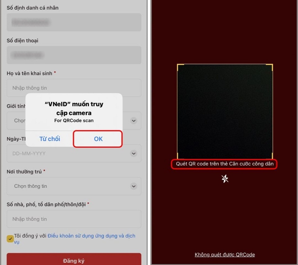 Quét mã QR trên căn cước công dân gắn chip