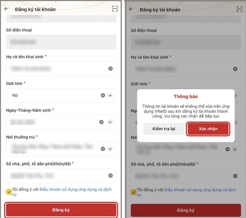 Chọn Xác nhận khi có thông báo