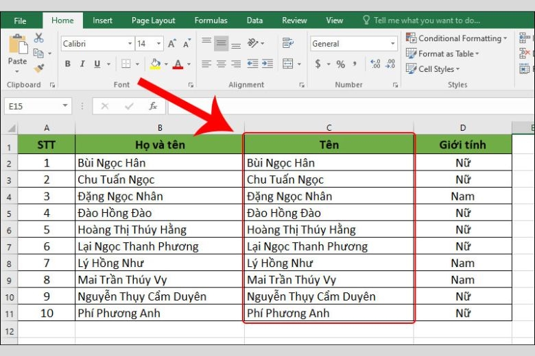 cách sắp xếp tên theo abc trong excel