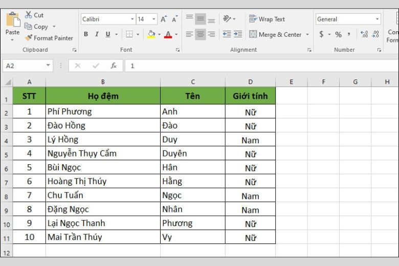 cách sắp xếp tên theo abc trong excel 17