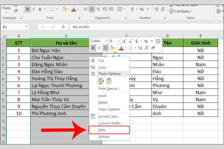 cách sắp xếp tên theo abc trong excel 9