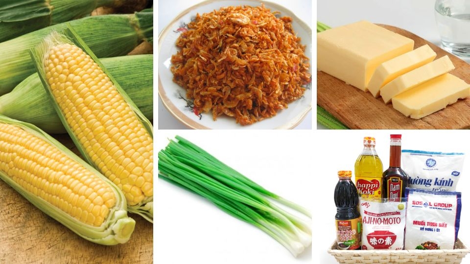 nguyên liệu làm bắp xào tép khô